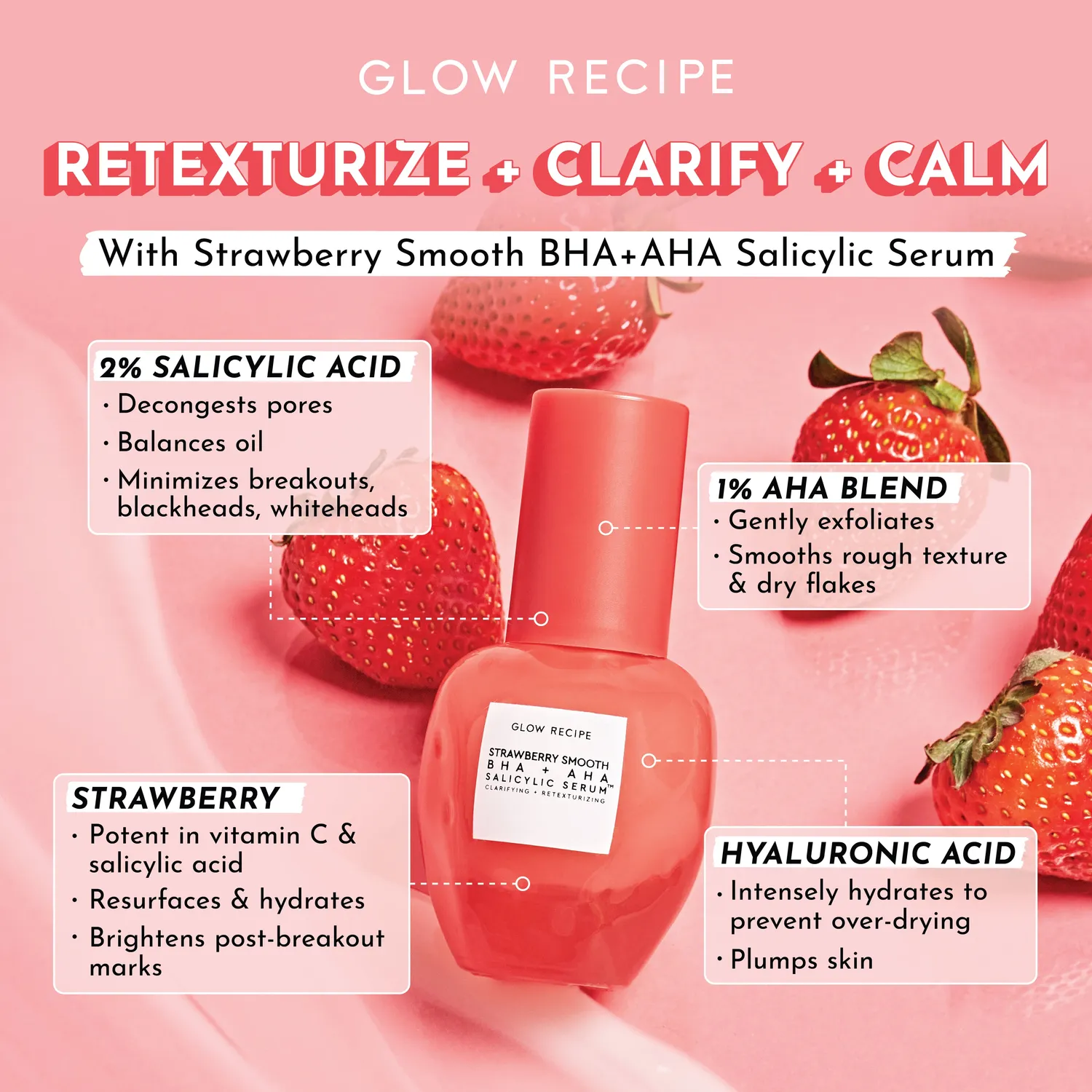 Glow Recipe Strawberry Smooth BHA AHA Salicylic serum 30ml urenhed