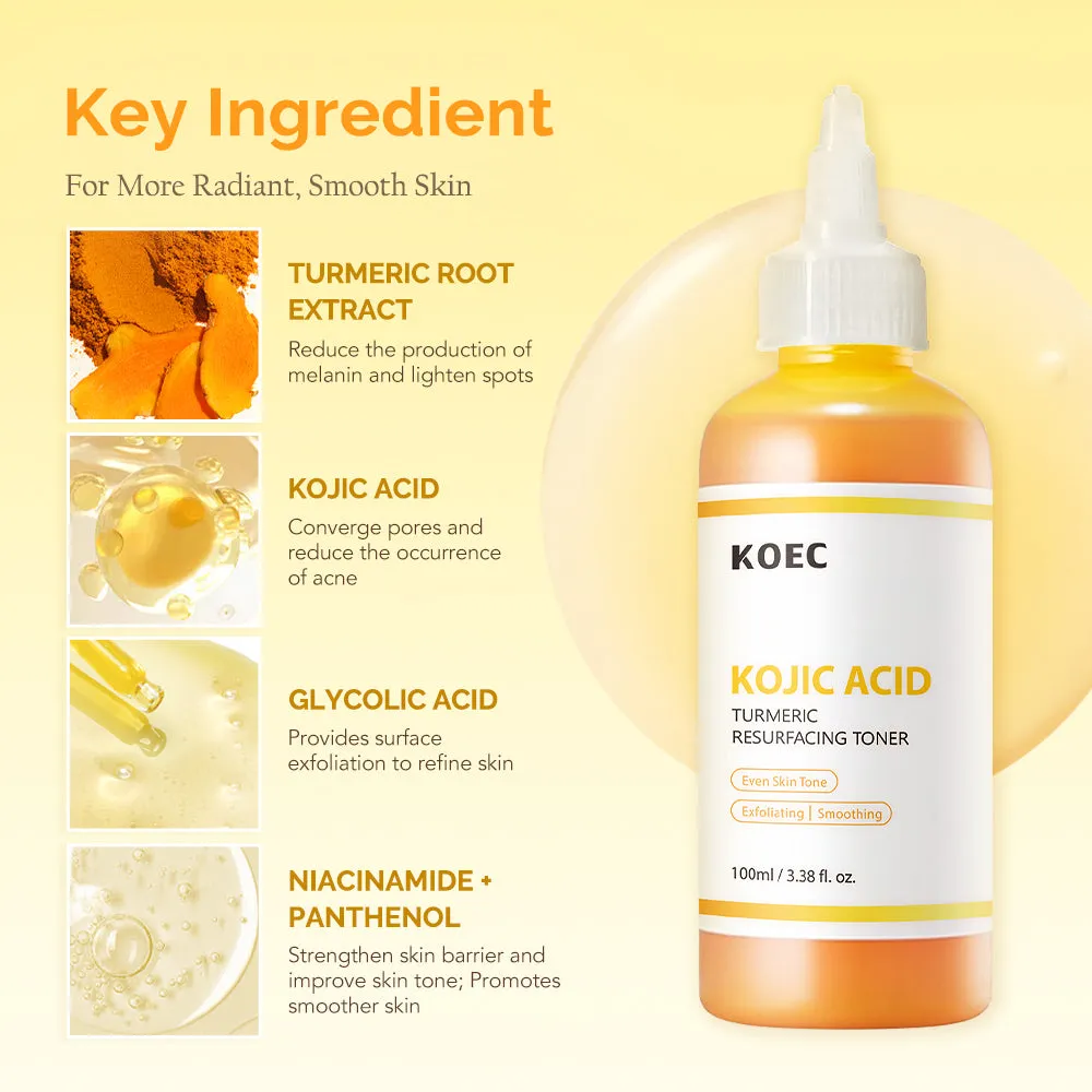 KOEC Kojic Acid Turmeric ansigtstoner 100 g ujævn tone