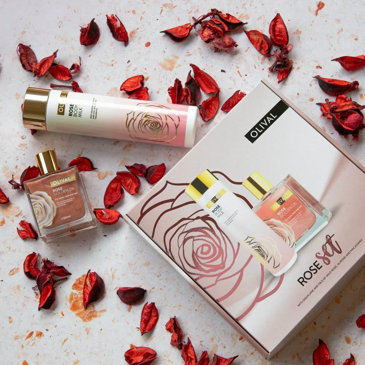 Olival Professional Rose kropssæt bodymilk + shimmerolie