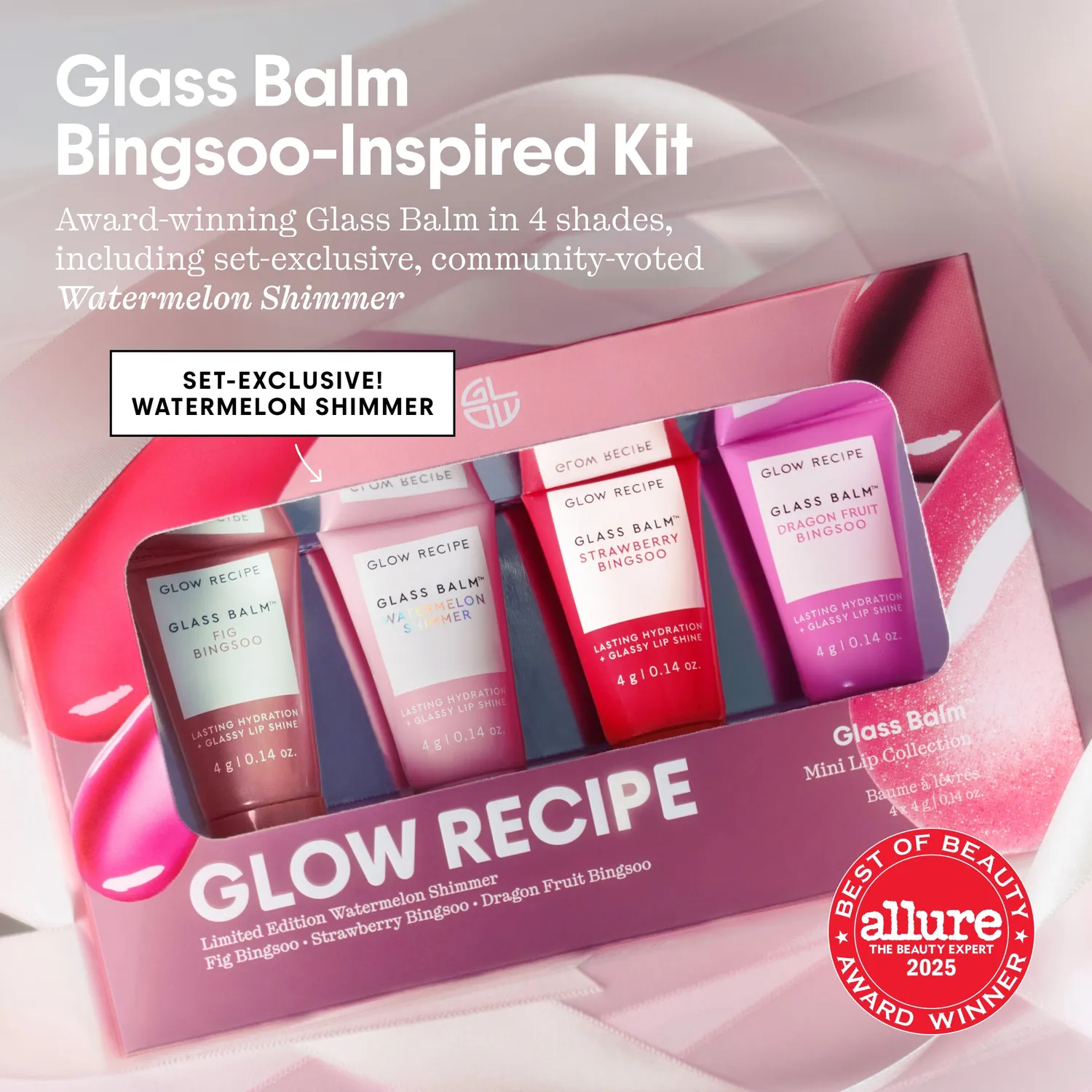 Glow Recipe Glass Balm læbepomade 4-pak mini 12 timers fugt