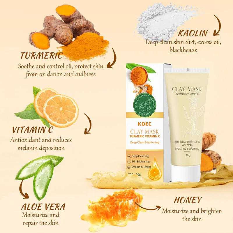KOEC Turmeric Vitamin C Deep Clean Brightening lermaske 1 stk opklarende