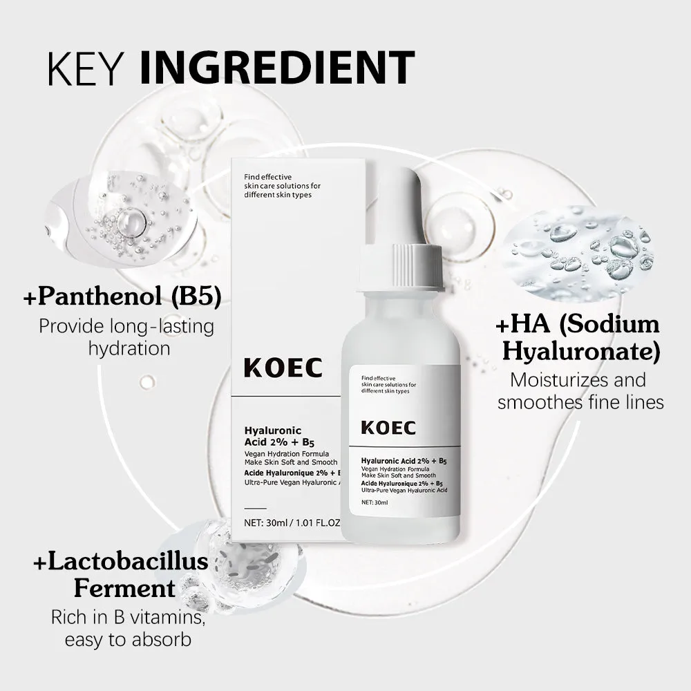 KOEC Hyaluronic Acid 2% B5 fugtserum tør hud