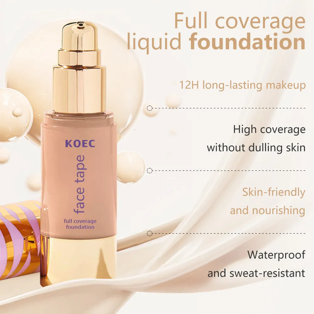 KOEC Face Tape foundation fuld dækning med børste mat