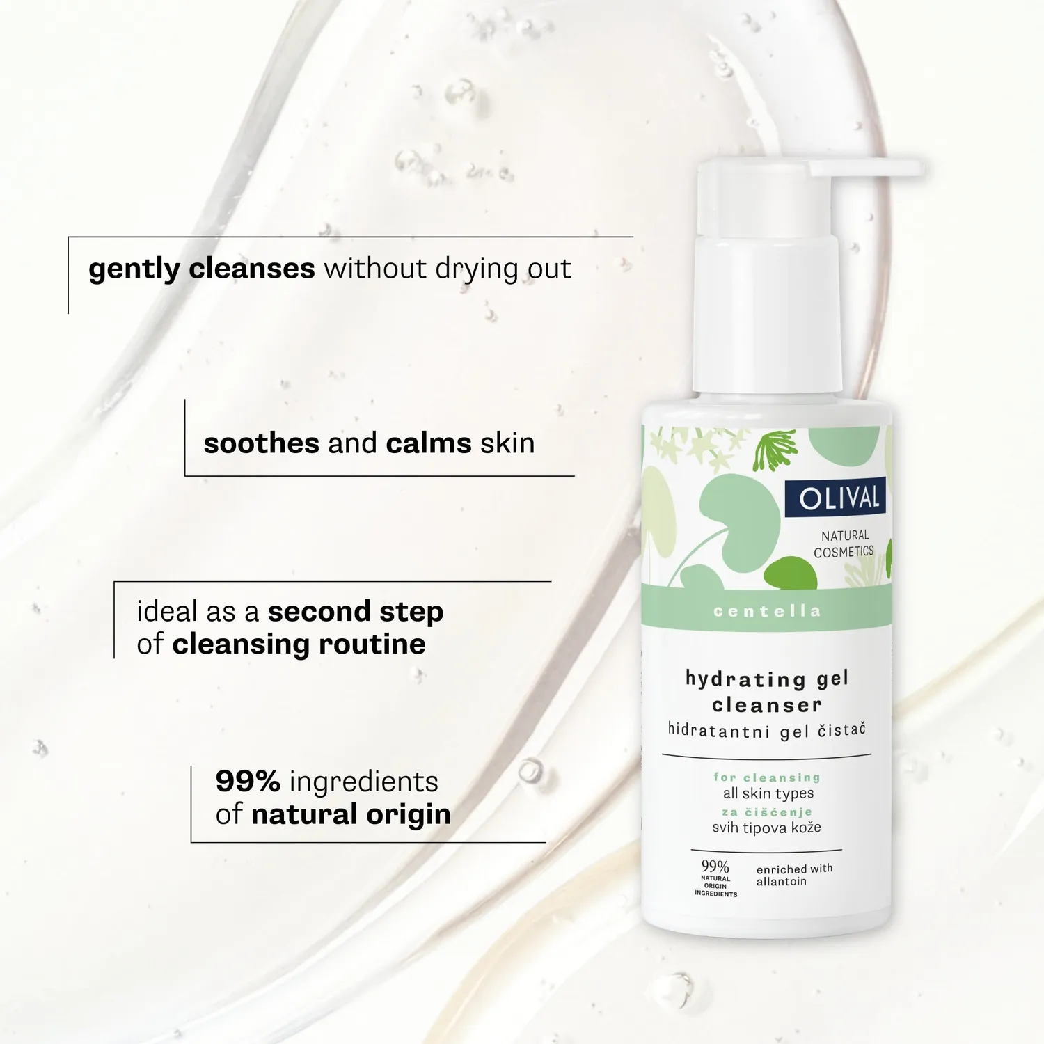 Olival Professional Centella Hydrating Gel Cleanser rensegel uden parfume