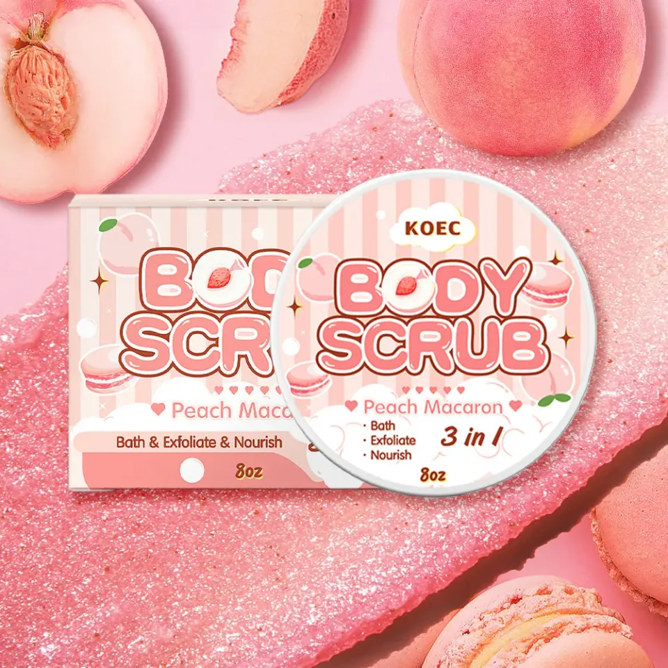 KOEC Peach Macaron bodyscrub med sheasmør