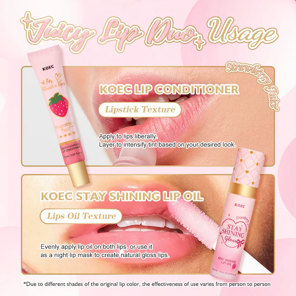 KOEC Strawberry Juicy læbesæt balm og olie jordbær