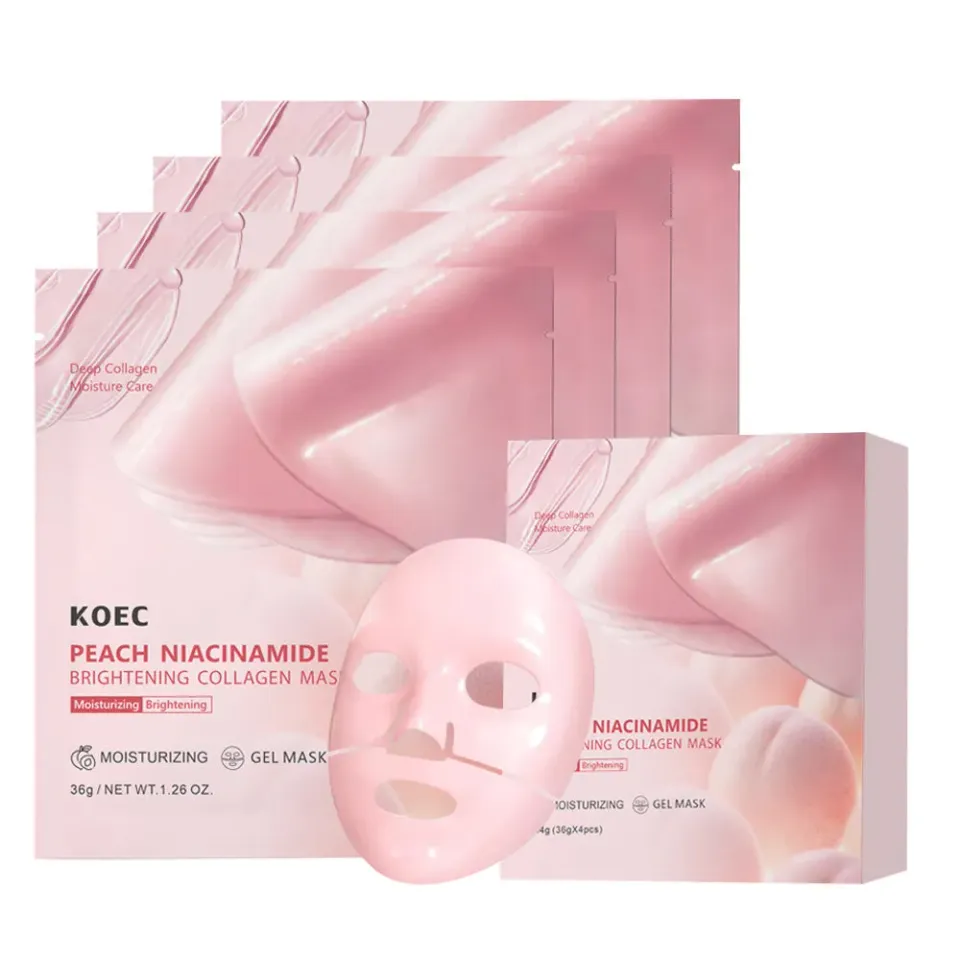 KOEC Peach Niacinamide Collagen ansigtsmaske 4 stk glød