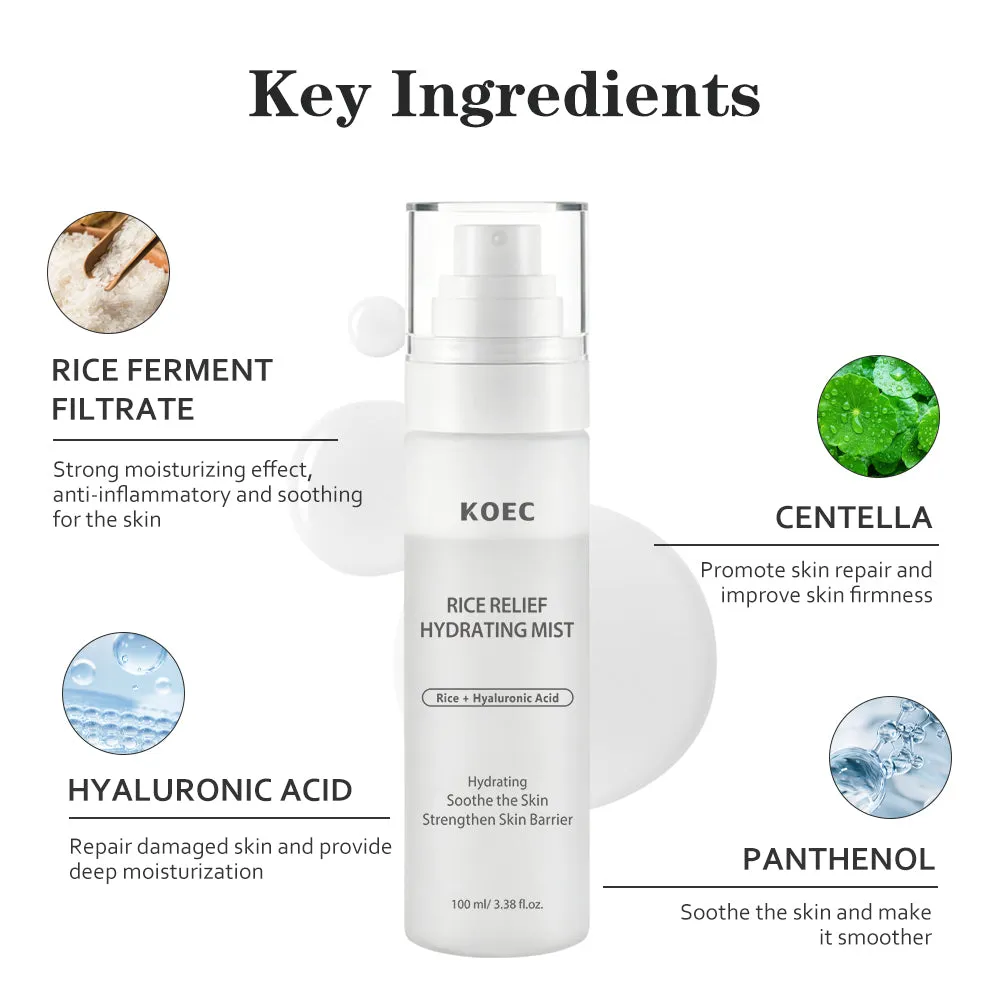 KOEC Rice Relief fugtmist ris duftfrisk mat hud