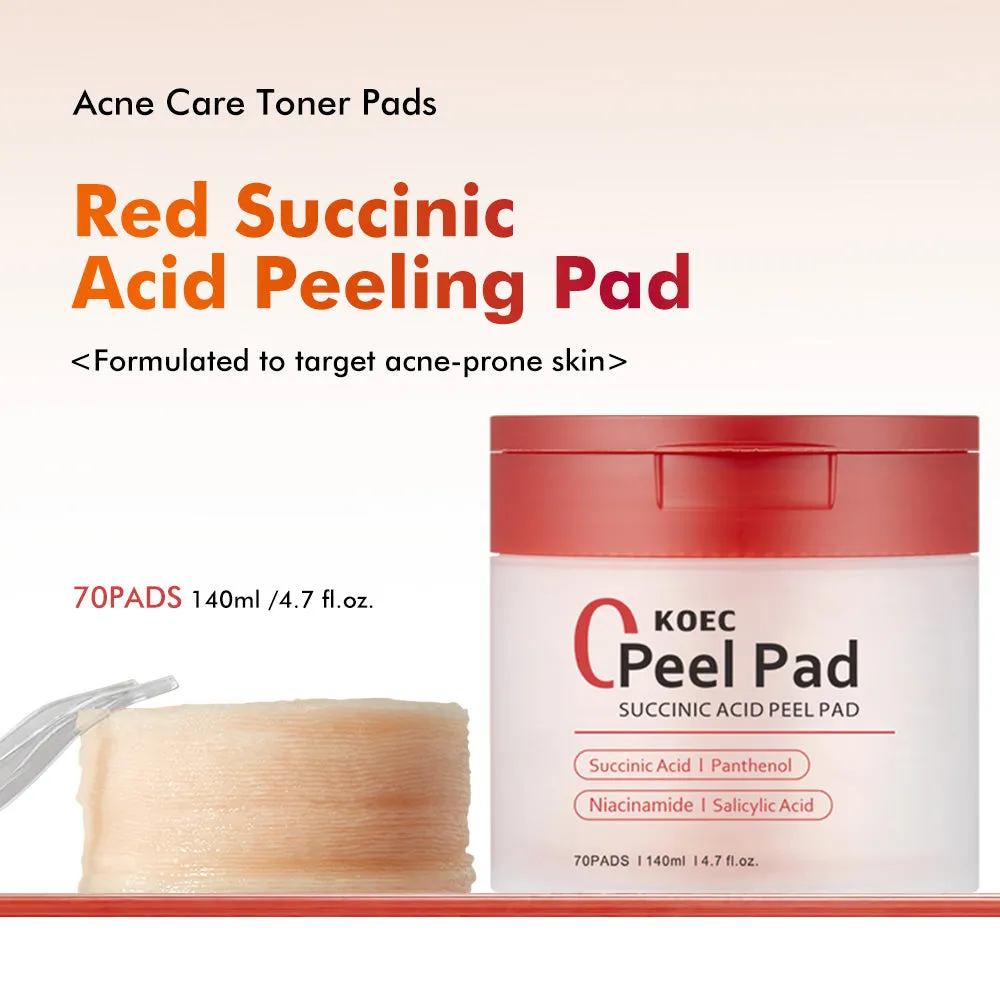 KOEC Succinic Acid Peel pads 70 stk eksfolierende