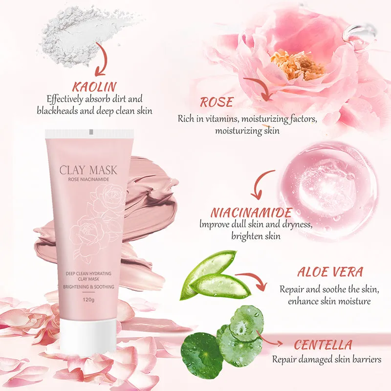 KOEC Rose Clay Mask lermaske med pensel rensende