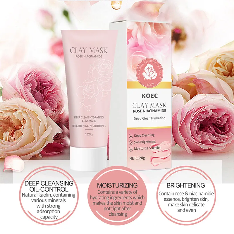 KOEC Rose Clay Mask lermaske med pensel rensende