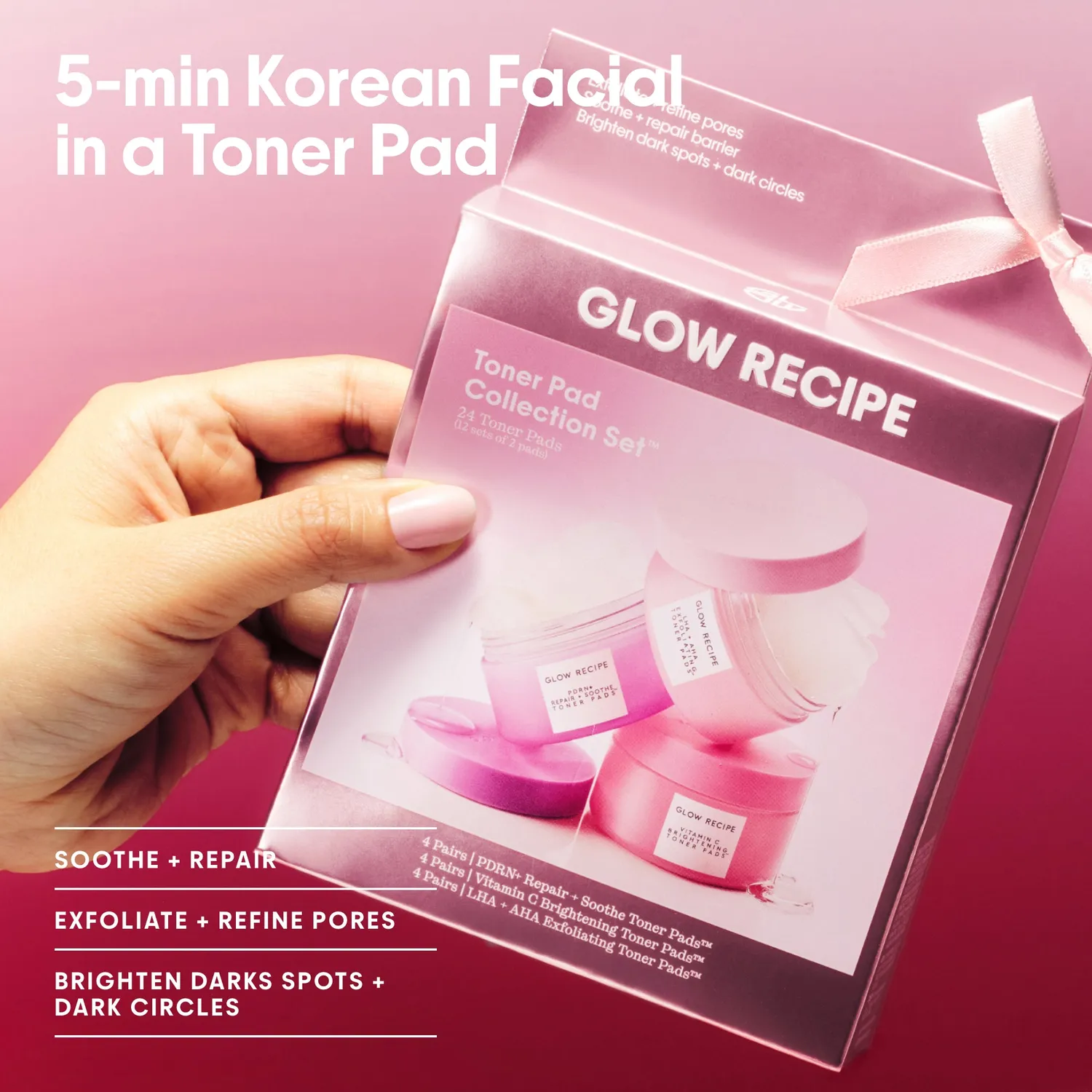 Glow Recipe Toner Pad sæt 12 breve eksfolierende