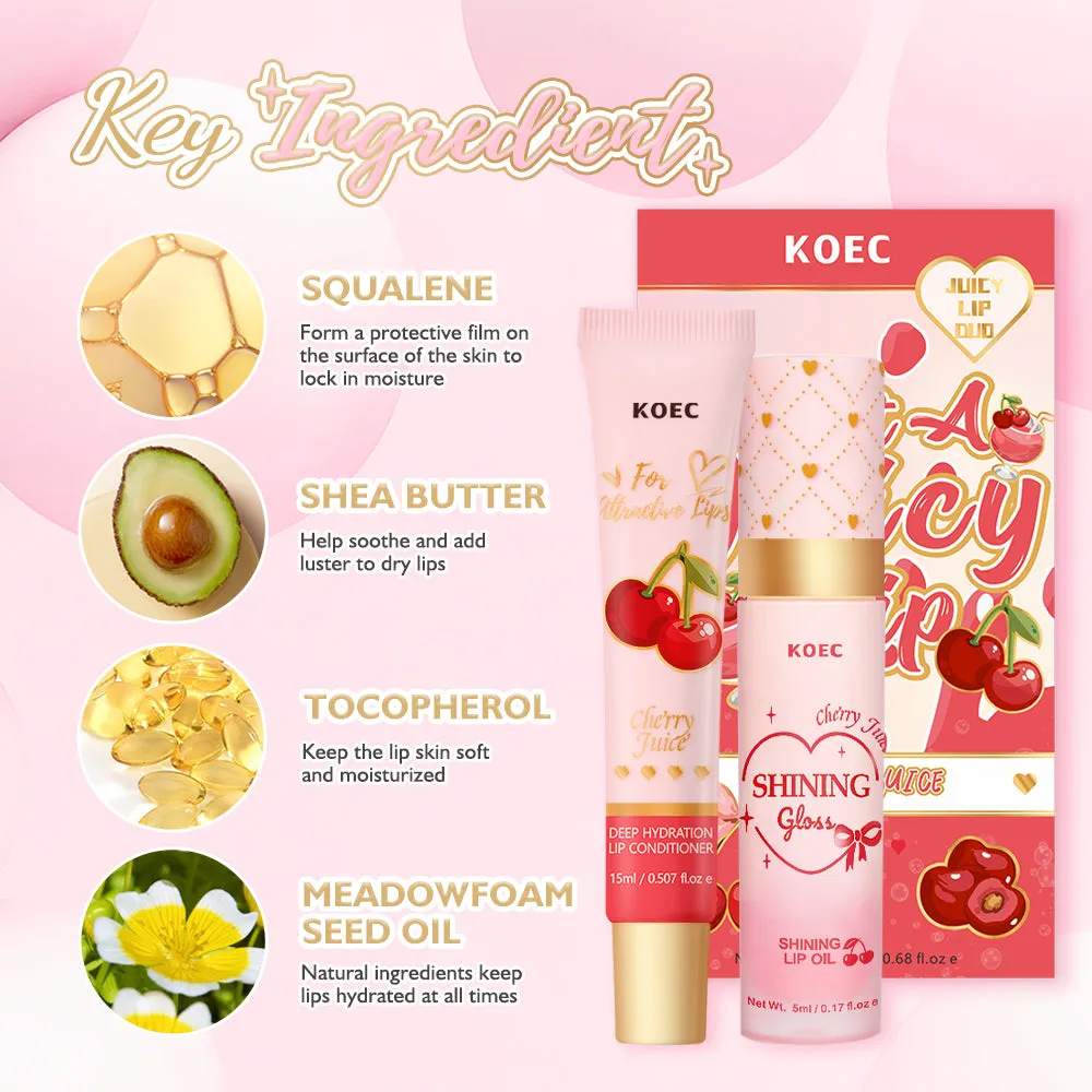 KOEC Cherry Juicy læbesæt balm+olie kirsebærduft