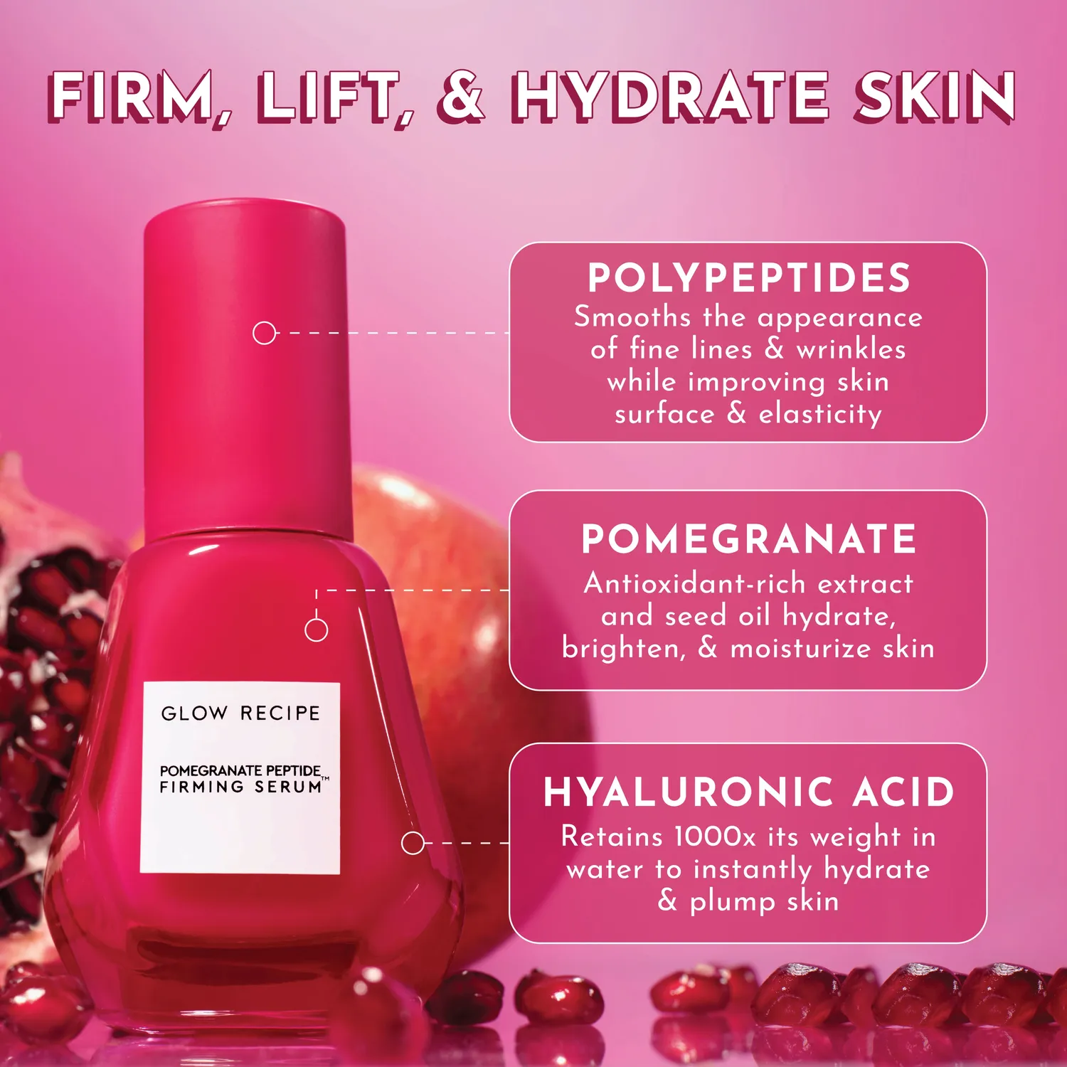 Glow Recipe Pomegranate Peptide serum 30 ml fasthed