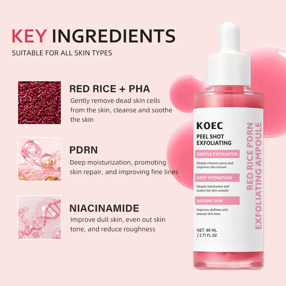 KOEC Red Rice PDRN Exfoliating Ampul mild peeling til tør hud