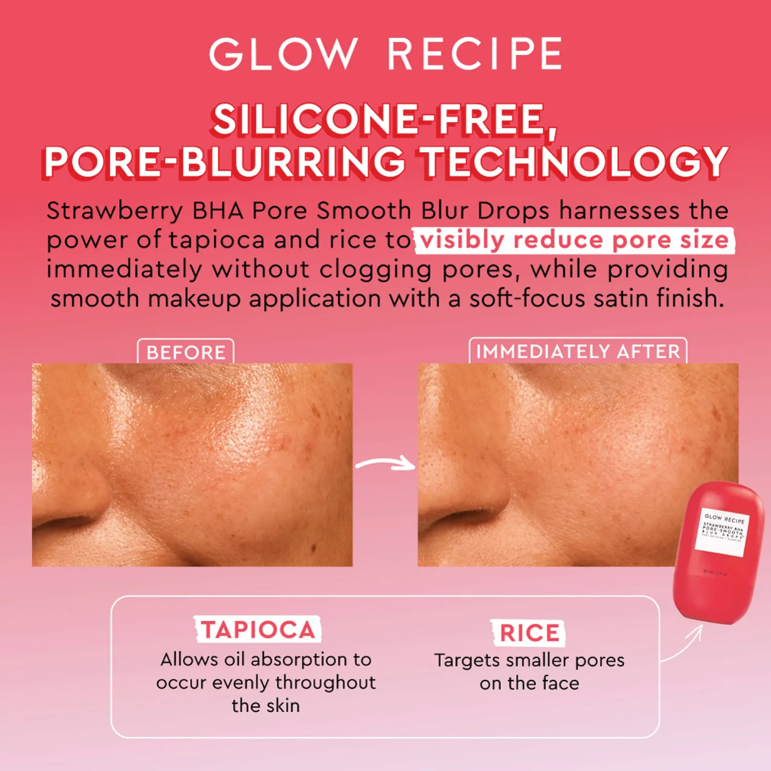 Glow Recipe Strawberry BHA Pore-Smooth serum 30 ml mat