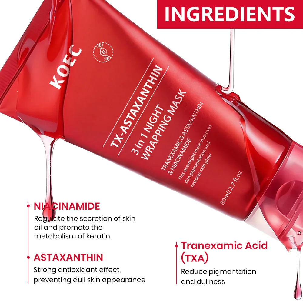 KOEC TXA Astaxanthin 3 in 1 natmaske 1 stk mod mørke pletter