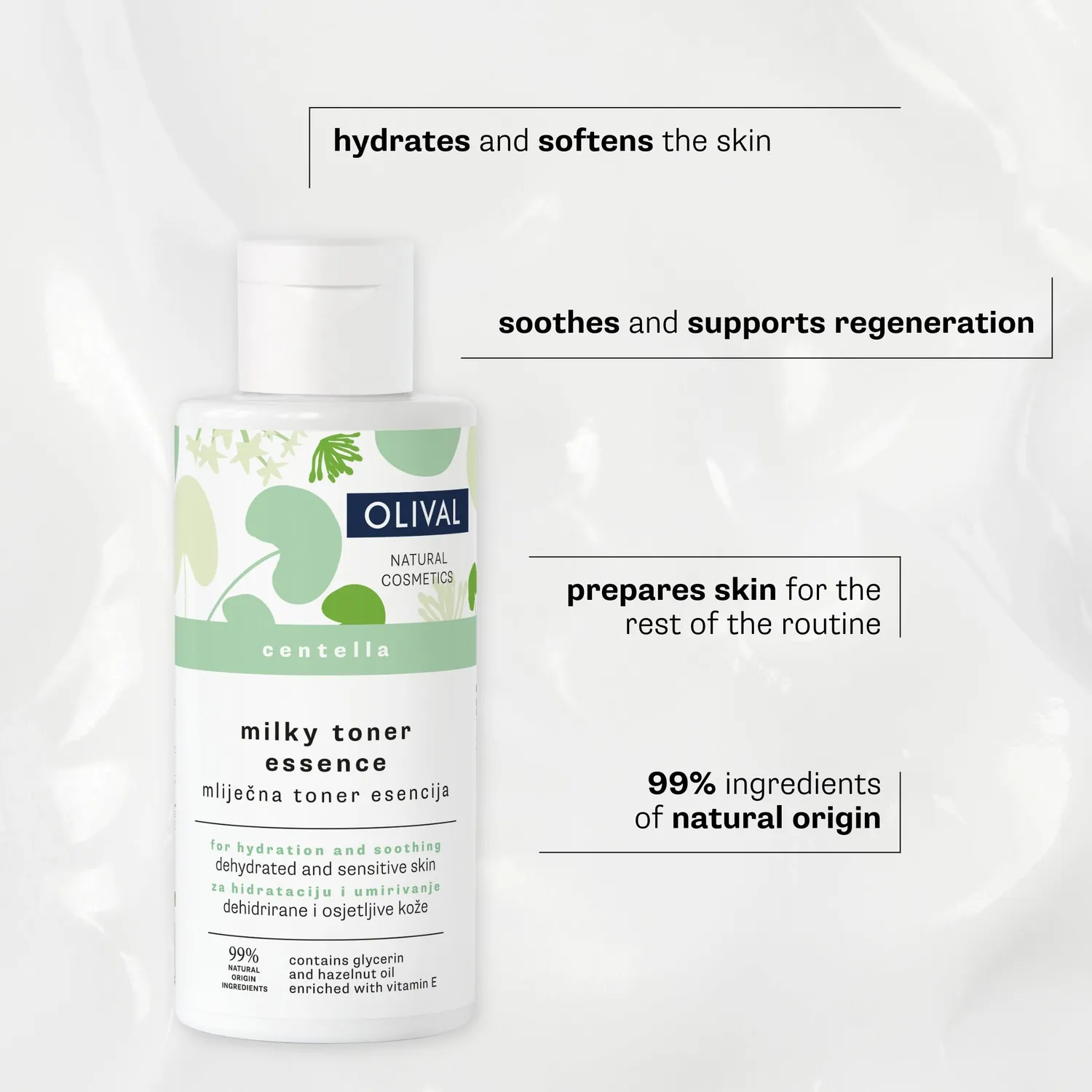 Olival Milky Toner Essence Centella toner tør hud