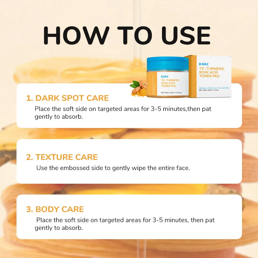 KOEC TX Turmeric Kojic toner pads til ujævn hud
