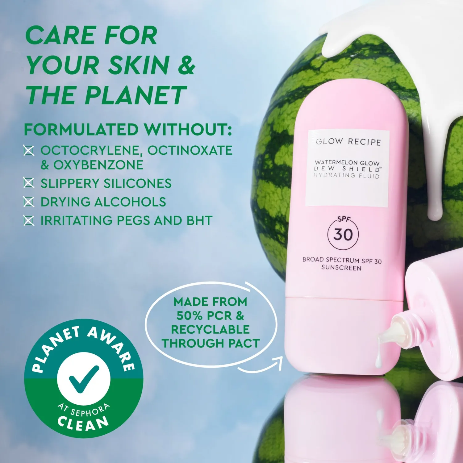 Glow Recipe Watermelon Dew Shield solcreme SPF30 fugt