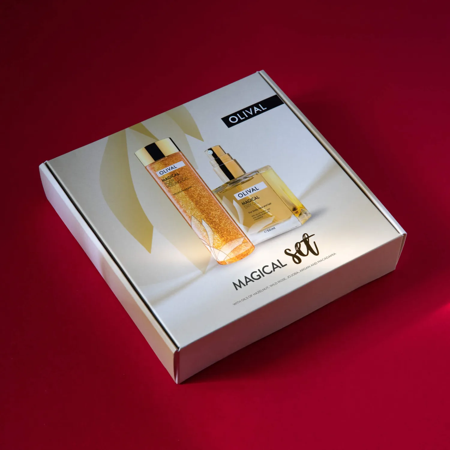 Olival Magical Gold sæt peeling gel og tørolie krop