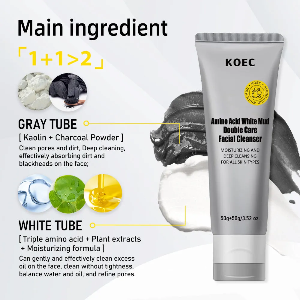 KOEC VC Snail Mucin Double Cleanser sæt 3 dele til tør hud