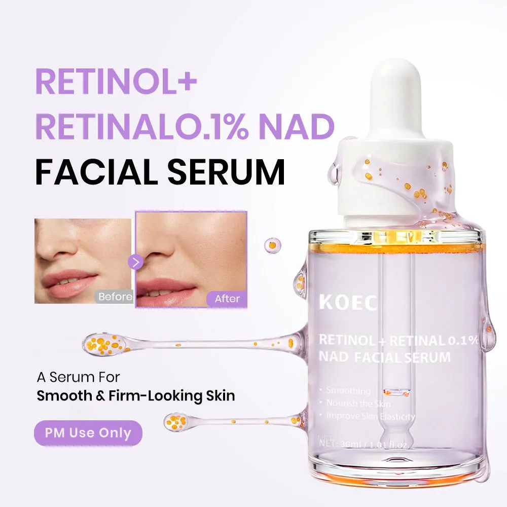 KOEC Retinol Retinal 0.1% NAD serum mod rynker og tekstur