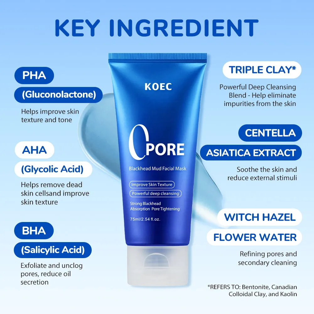 KOEC Pore Blackhead Mud ansigtsmaske 1 stk matterende