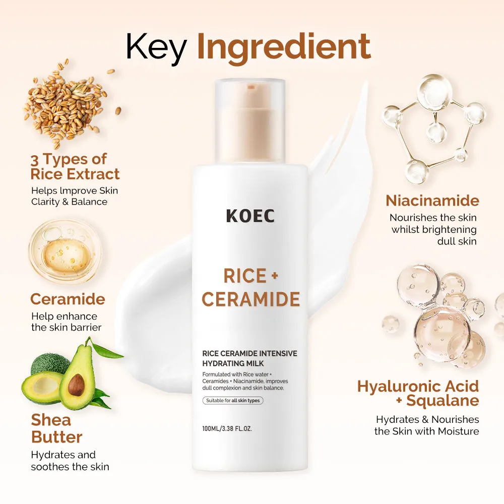 KOEC Rice Ceramide Intensive ansigtsmælk 100 ml fugt
