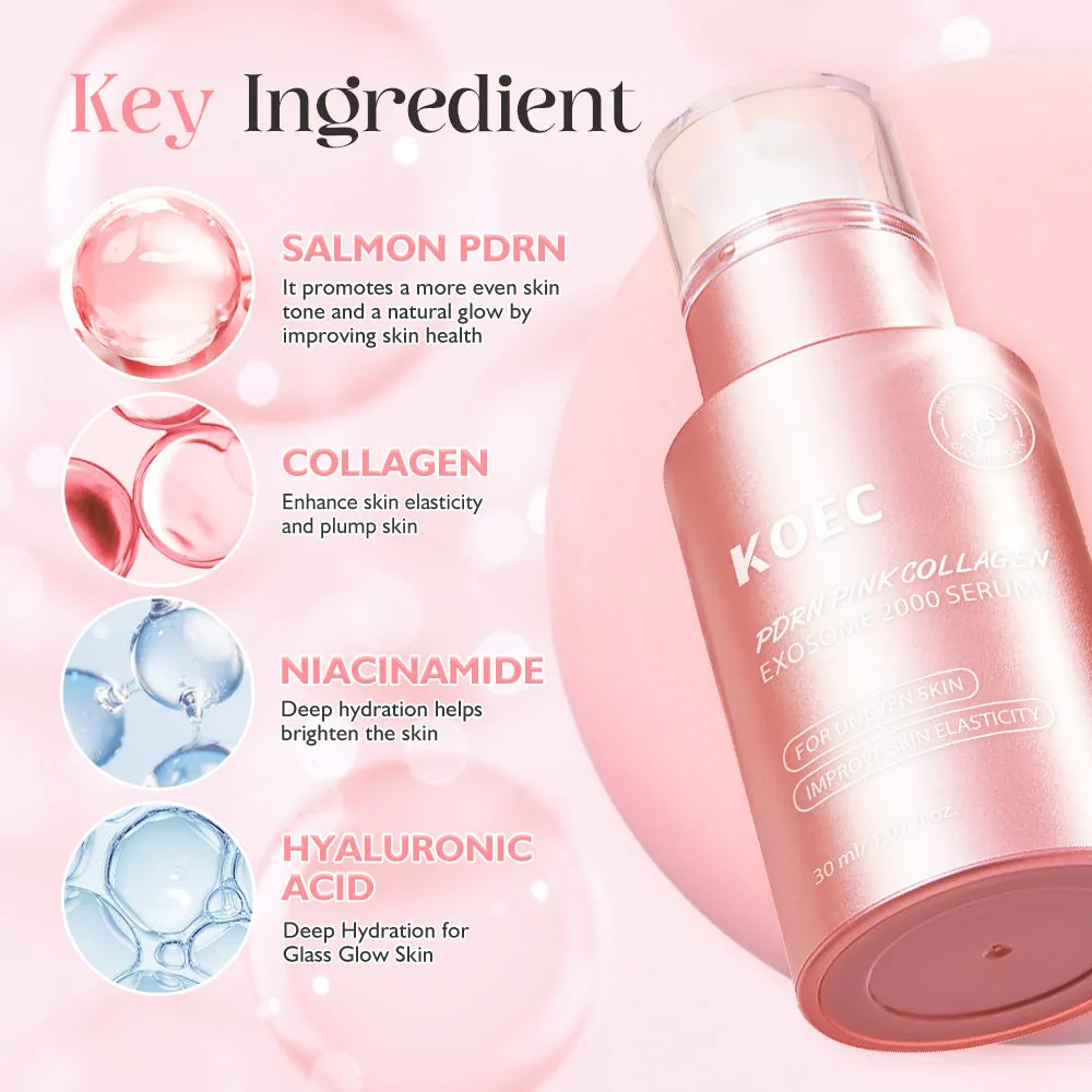 KOEC Pinke PDRN Collagen Exsome 2000 serum 1 stk til glød