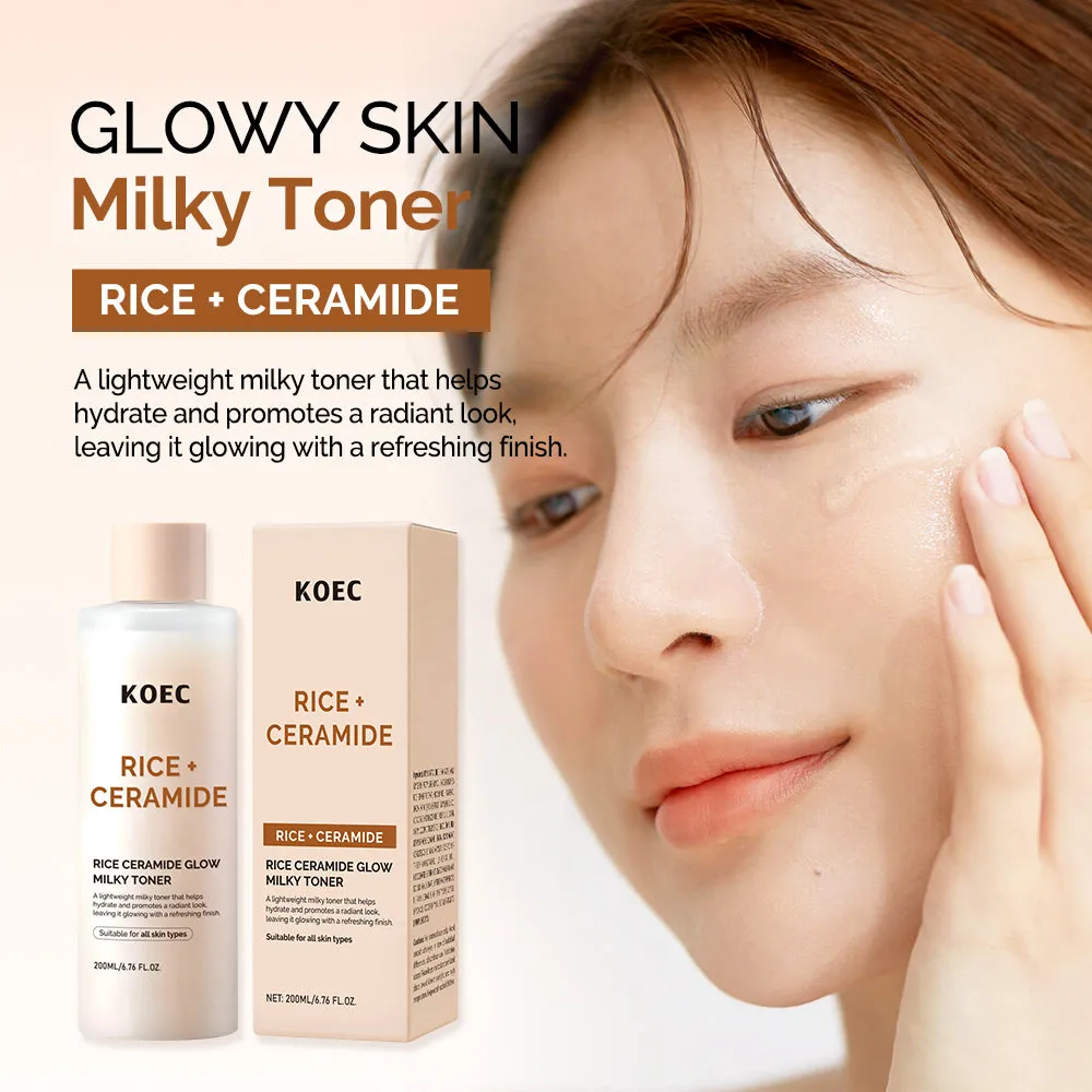KOEC Rice Ceramide Glow Milky Toner 200 ml til tør hud