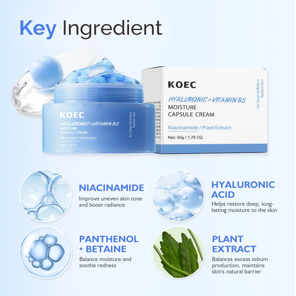 KOEC Hyaluronic B5 fugtcreme med kapsler