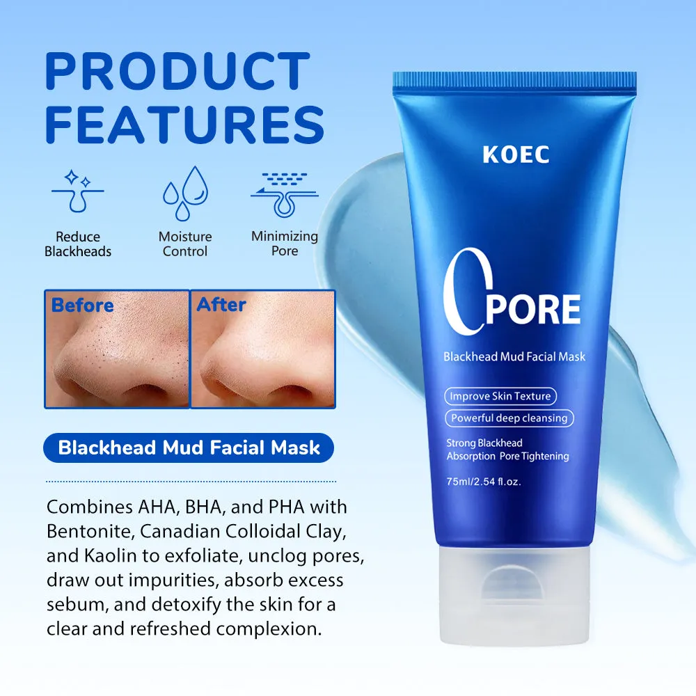 KOEC Pore Blackhead Mud ansigtsmaske 1 stk matterende