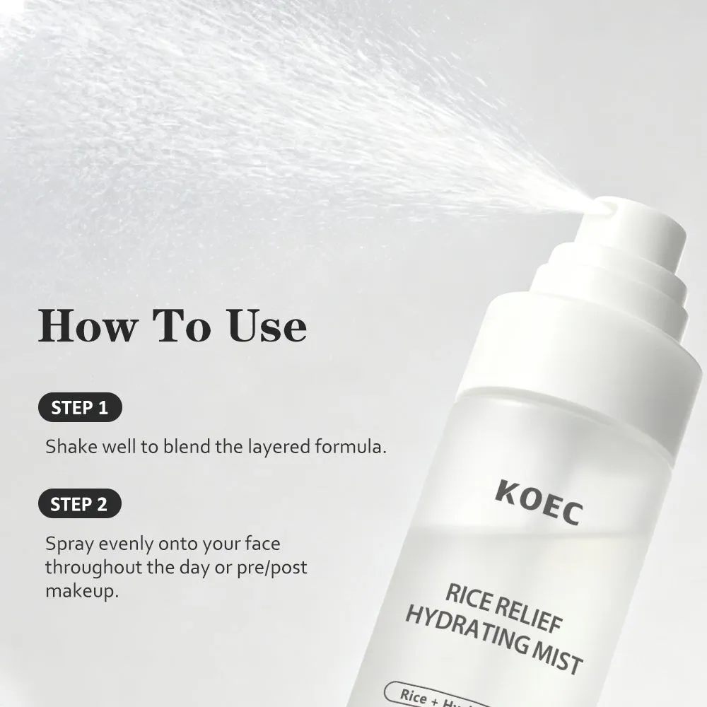 KOEC Rice Relief fugtmist ris duftfrisk mat hud