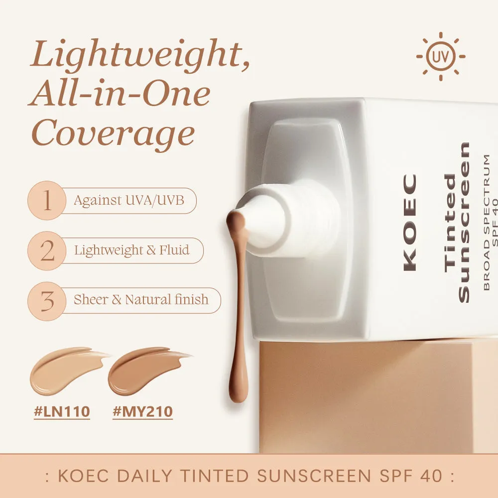 KOEC Daily Tinted Fluid solcreme SPF40 Medium uden hvidt skær