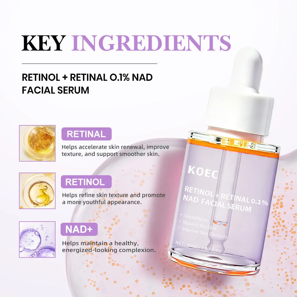 KOEC Retinol Retinal 0.1% NAD serum mod rynker og tekstur