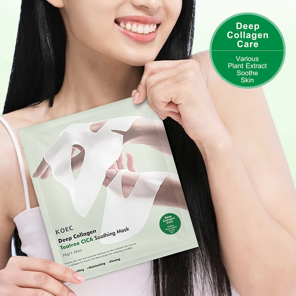KOEC Deep Collagen Teatree CICA Maske 4 stk fugtgivende