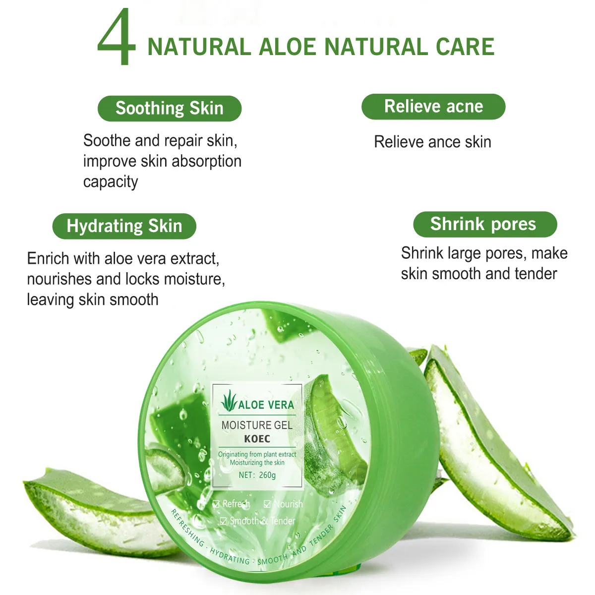 KOEC Aloe Vera fugtgel 260g uden parfume