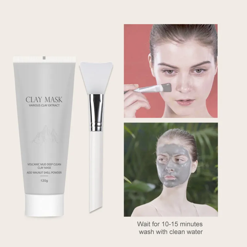 KOEC Volcanic Mud Clay lermaske 120g med børste