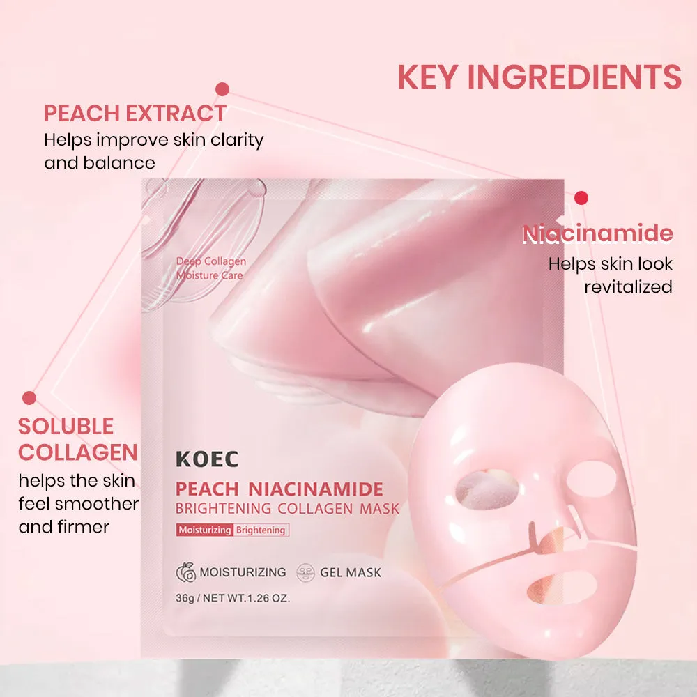 KOEC Peach Niacinamide Collagen ansigtsmaske 4 stk glød