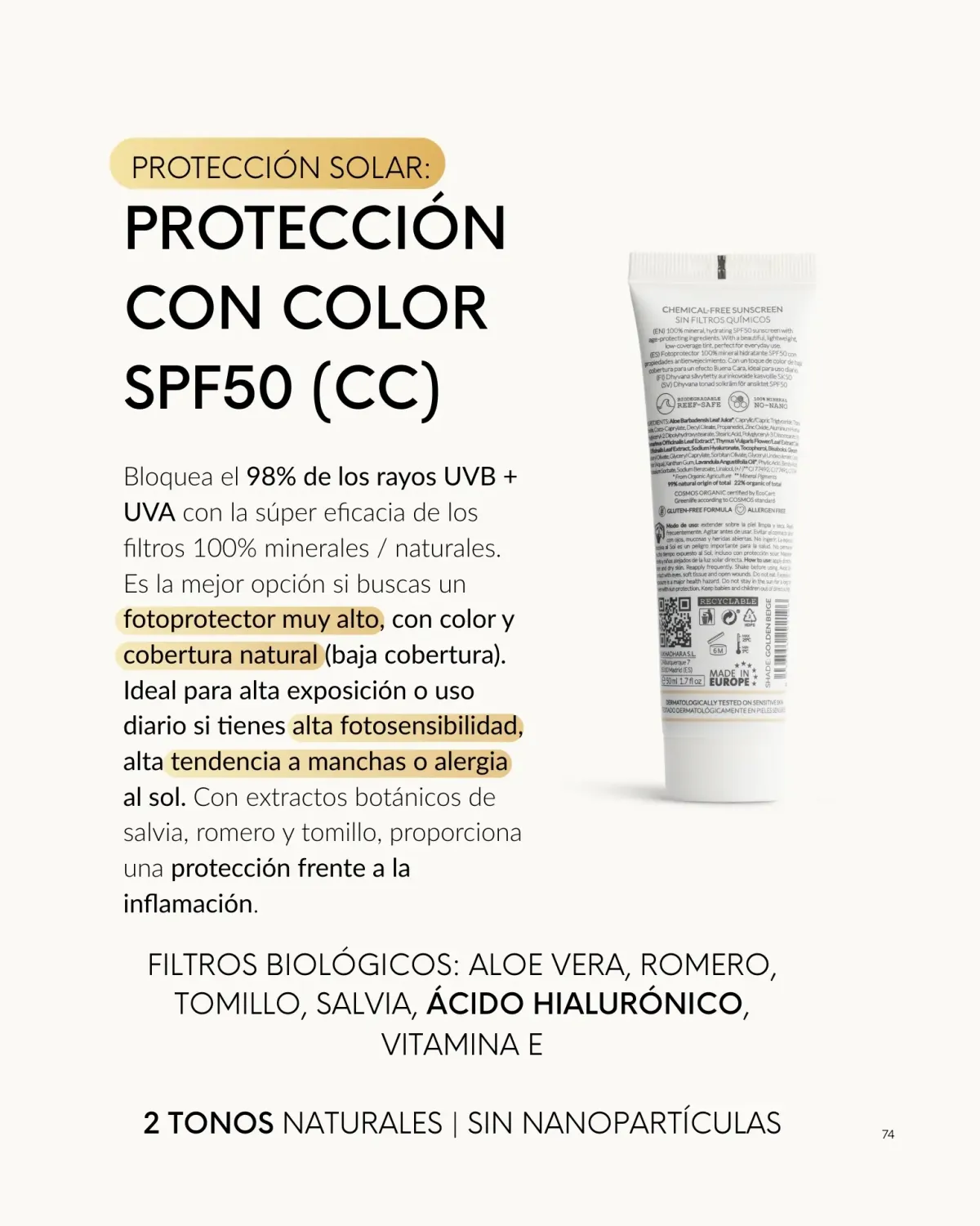 Dhyvana SPF50 CC-Cream solcreme med farve mod pletter