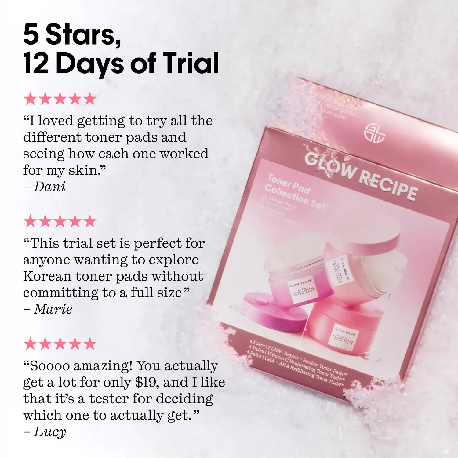 Glow Recipe Toner Pad sæt 12 breve eksfolierende