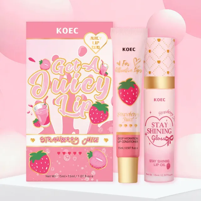KOEC Strawberry Juicy læbesæt balm og olie jordbær