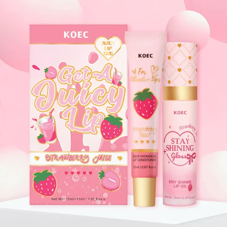 KOEC Strawberry Juicy læbesæt balm og olie jordbær