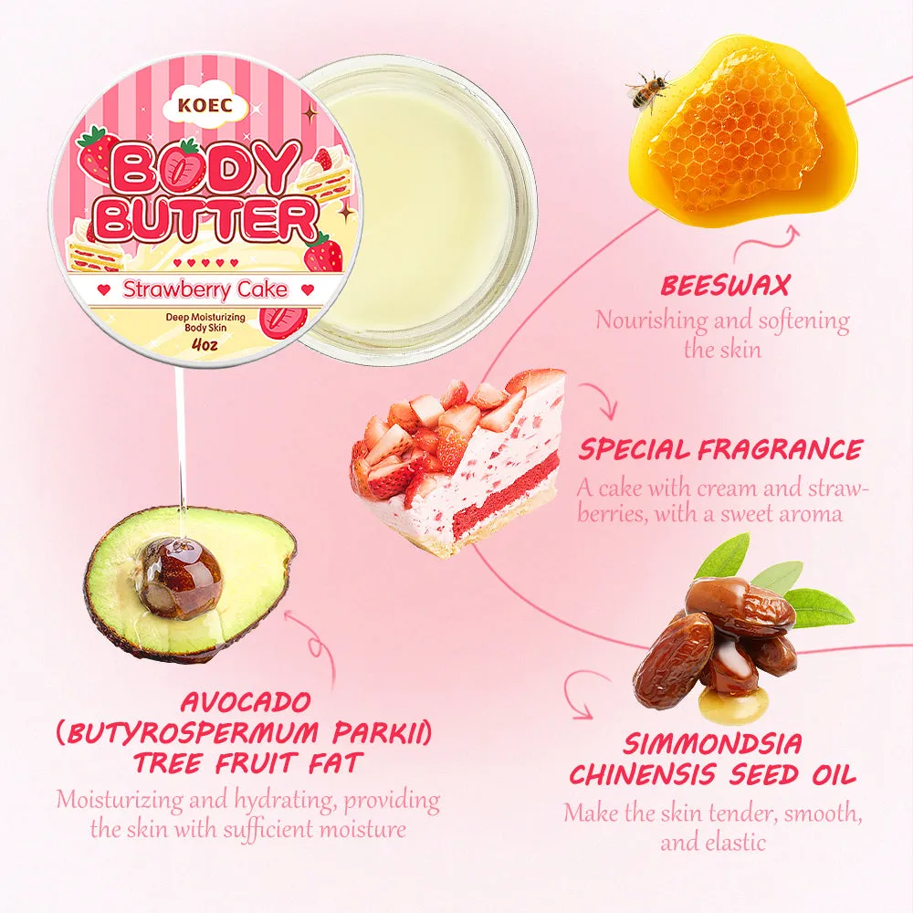 KOEC Strawberry Cake Body Glaze Butter bodysmør jordbær