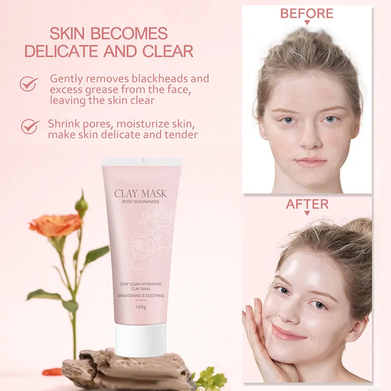 KOEC Rose Clay Mask lermaske med pensel rensende