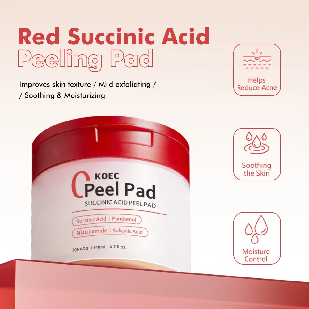 KOEC Succinic Acid Peel pads 70 stk eksfolierende