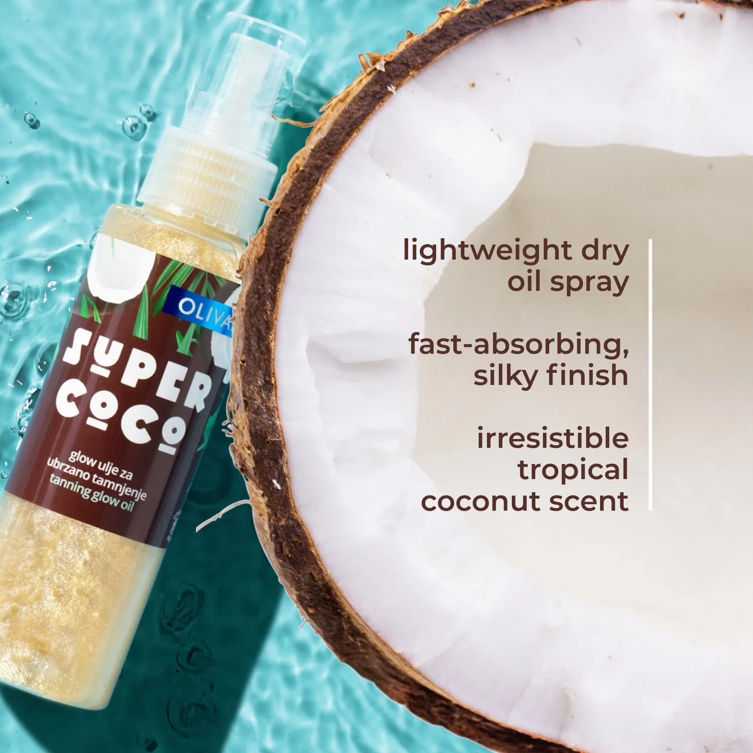 Olival SUPER Coco Glow sololie kokos og shimmer glød