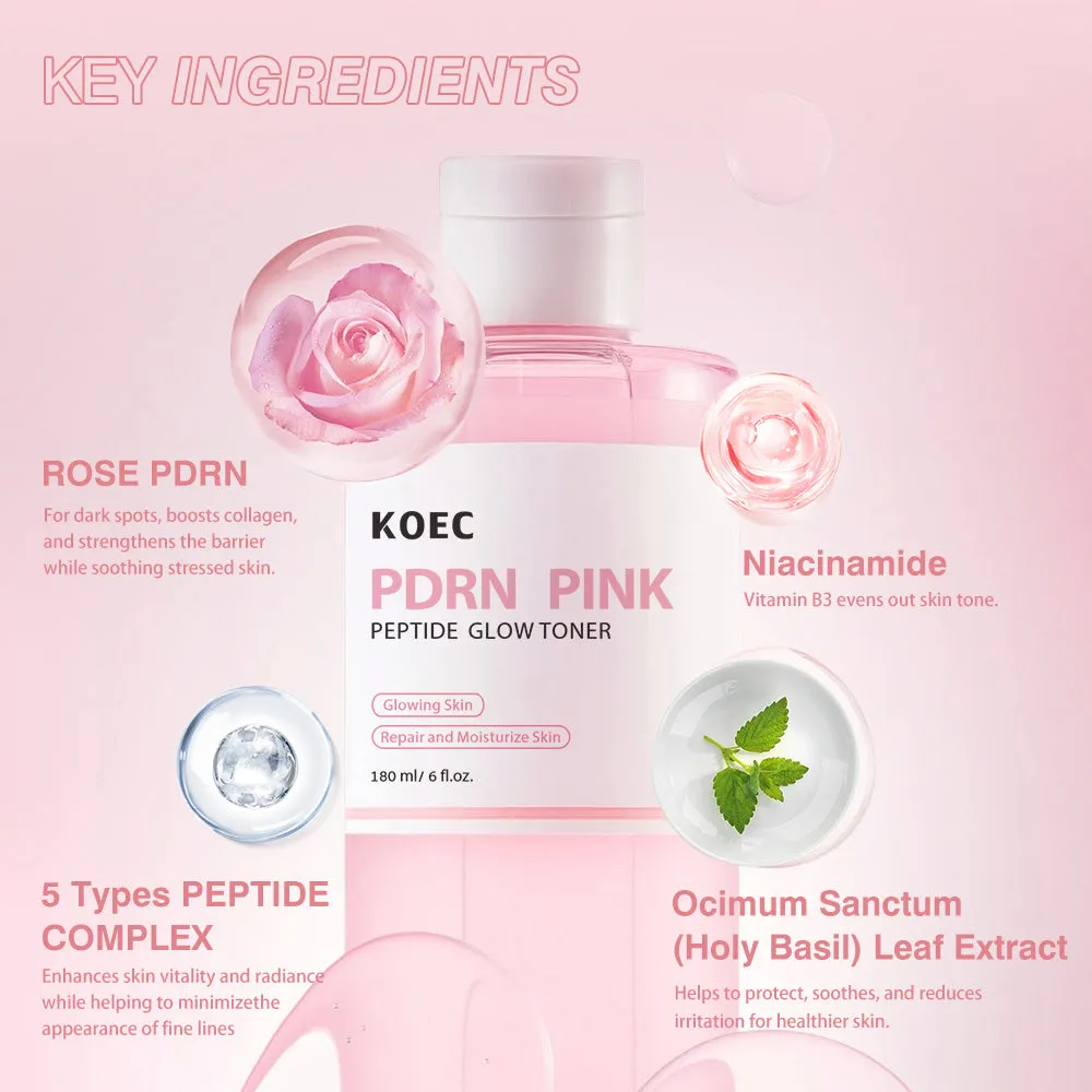 KOEC PDRN Pink Peptide toner 180 ml med rose