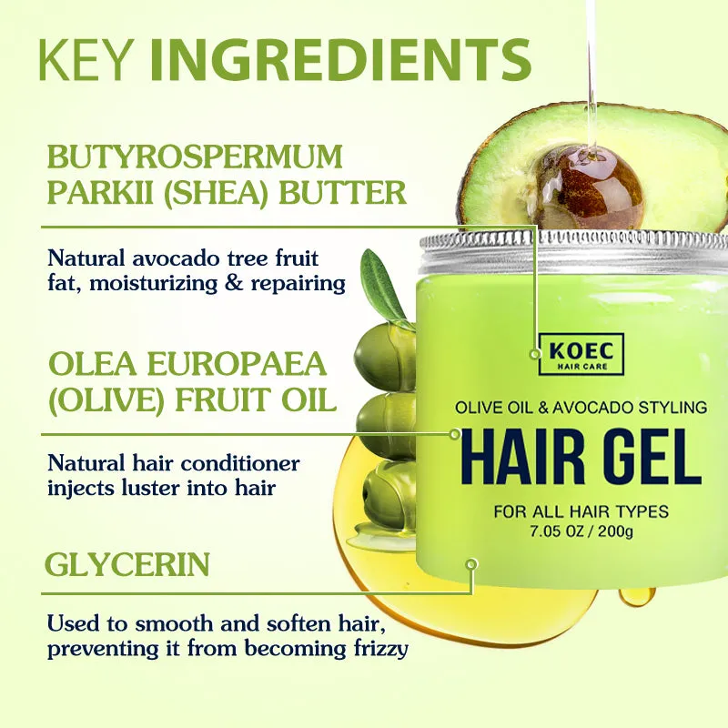 KOEC Olive Oil Avocado styling hårgelé hold og glans